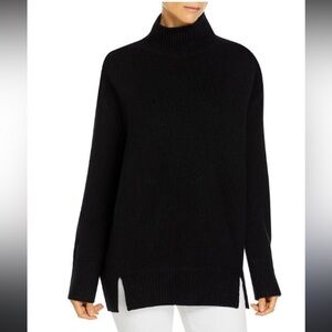 Vince 100% Cashmere Black Turtleneck Sweater With Side Splits Size XS